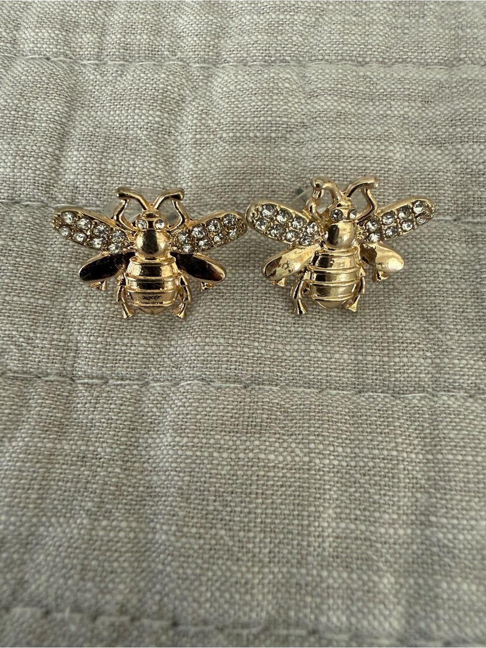 Gold Bee Stud Earrings with Crystal Wings - Women's Jewelry